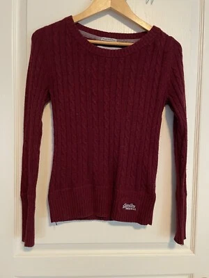 Superdry Suéter Trenzado Premium Black Label Mujer Rojo Cereza Manga Larga Talla S Foto 1 de 4