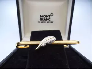 Montblanc Art Of Writing Model Feather Tie Pin Bar Clip JPN Limited Original Col - Picture 1 of 10
