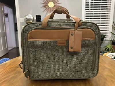 Hartmann Tweed Leather Two Wheeled Tote Bag Carry All On 18” Business Travel - Image 1 of 4