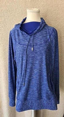 Sudadera Pullover Para Mujer XL PrAna Ember Azul Rayas Atlética Yoga Capucha Cuello Foto 1 de 4
