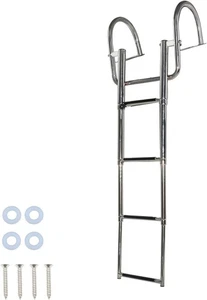 GXYWADY 4 Steps Stainless Steel Telescoping Boat Ladder with Pedal Hand Railing - Picture 1 of 5