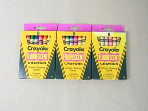 Vintage Crayola fluoreszierende Buntstifte hell lebendig 8er Pack Binney & Smith 1987 - Bild 1 von 5