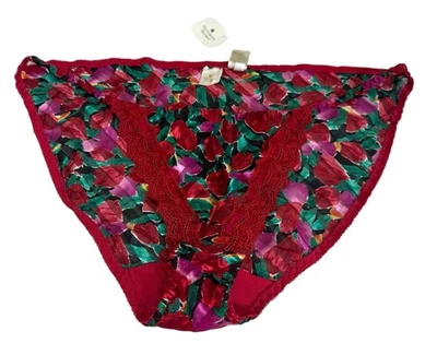 Bragas de bikini vintage Victoria's Secret etiqueta dorada rojas líquidas satinadas LEER Foto 1 de 4