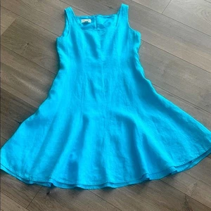 Vestido Talbots Petite Talla 8 Lino Irlandés Mujer Azul Sin Mangas - Imagen 1 de 10
