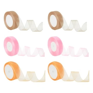 6Pcs 50Yard Sheer Organza Ribbon Decoration Gift Bows Craft Multicolor - Picture 1 of 5