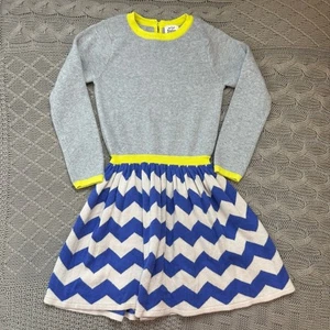 Mini Boden Stylish Gray and Blue Chevron Kids Dress ~ 2/3 - Picture 1 of 12