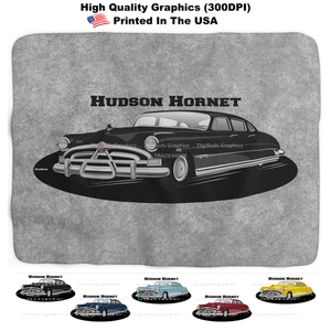 DigiRods Hudson Hornet Vintage Classic Coupe Model Cartoon Car Sherpa Blanket - Picture 1 of 4