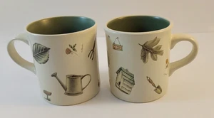 2) Pfaltzgraff Naturewood Gardening Theme Stoneware Coffee Mugs / Tea Cups 12 oz - Picture 1 of 10