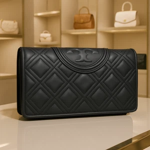 NUEVA Cartera Larga Continental Tory Burch Fleming Mate Clásica Negra con Cremallera AUTÉNTICA - Imagen 1 de 15