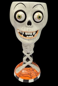 Dept 56 Halloween Skeleton Skull Goblet Googly Eyes Spider Poison Bottle - Picture 1 of 6