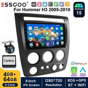 For 2005-2010 Hummer H3 9" Android 15 4+64G Carplay Stereo Radio GPS Navi +CAM - Picture 1 of 12