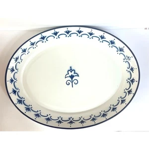 HUGE ! Vintage IKEA Swedish Enamel Oval Platter, Blue and White Oval Tray 22x17" - Picture 1 of 4