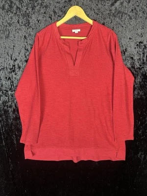 Camisa J Jill Mujer L Roja Cuello en V Abertura Mangas Largas Túnica Informal Bolsillos Foto 1 de 4