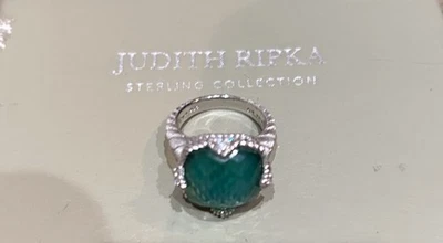Nuevo Anillo Judith Ripka Diosa Verde Doblete y Diamonique Talla 8 Hermoso Diseñador Foto 1 de 4
