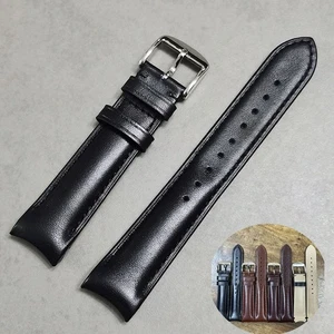 Curved End Genuine Leather Watch Strap Band Replacement Watchband 20 22mm NEW - Picture 1 of 13
