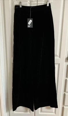 Pantalones Paige Negro Terciopelo Marini Pierna Ancha Talla 2 Nuevos con Etiquetas Foto 1 de 4