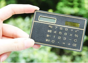 8 Digits Ultra Thin Mini Slim Credit Card Solar Power Pocket Calculator Black - Picture 1 of 1