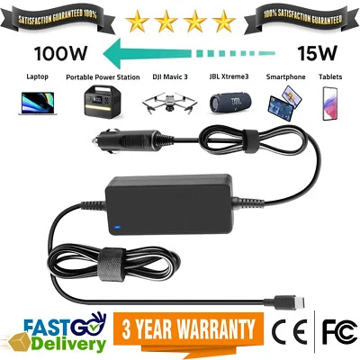 Carregador de carro USB-C adaptador DC para Macbook Pro Air Lenovo Thinkpad Dell JBL Xtreme - Imagem 1 de 4