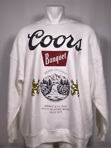 Sudadera blanca Coors Banquet Beer Rocky Mountain Logo para hombre 3XL - Imagen 1 de 10