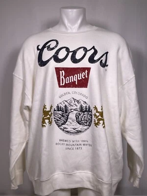 Sudadera blanca Coors Banquet Beer Rocky Mountain Logo para hombre 3XL Foto 1 de 4