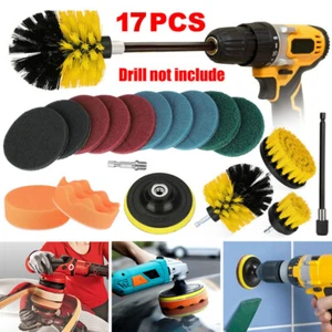 17x Car Drill Brush Wash Auto Detailing Cleaning Kit Engine Wheel Brushes Set A - Picture 1 of 9