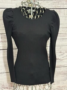 NWT Nine West black sweater with puff sleeves size Small - Picture 1 of 11