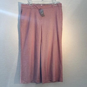 J Jill Red Houndstooth Wide Leg Cropped Pants NWT Size 14 P - Picture 1 of 6