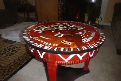 one-of-a-kind ART END TABLE, black lady art, - Image 1 of 4