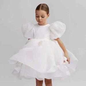 Girls Princess Dress Lace Tulle Wedding Party Formal Bridesmaid Fluffy Prom Gown - Picture 1 of 28