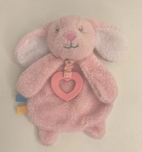 Modern Baby Pink Bunny Rabbit Security Blanket Teether Crinkle Ribbon Lovey Toy - Picture 1 of 3