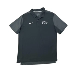 TCU Horned Frogs Polo Shirt Mens L Large Gotham Gray Graphite Dri Fit Golf Nike - Picture 1 of 9