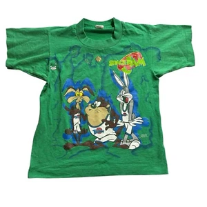 Vintage Space Jam Shirt Youth Medium Kids Green Freeze Looney Tunes Monstars - Picture 1 of 8