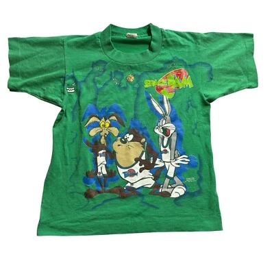 Vintage Space Jam Shirt Youth Medium Kids Green Freeze Looney Tunes Monstars - Image 1 of 4