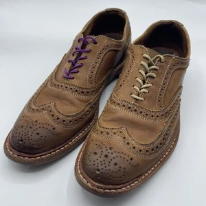 Allen Edmonds Men’s Neumok Brown Leather Brogue Wingtip Oxfords Size 9 D - Picture 1 of 12