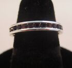 SIZE 7 STERLING SILVER PLATED STACKABLE JANUARY DARK RED WEDDING ETERNITY RING