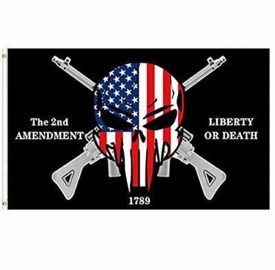 3x5 TRUMP WON 2024 2nd Amendment Liberty or Death Skull Flag Gun Rights X1 - Image 1 of 2