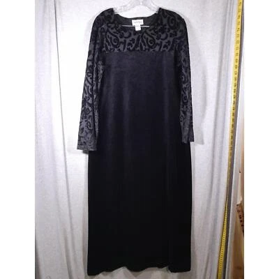 Vestido feminino DVF Diane Von Furstenberg grande preto mangas transparentes veludo midi - Imagem 1 de 4