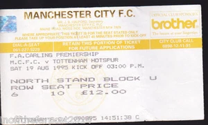Boleto de partido de la Premier League 1995/96 Manchester City V Tottenham Hotspur 19-08-1995 - Imagen 1 de 1