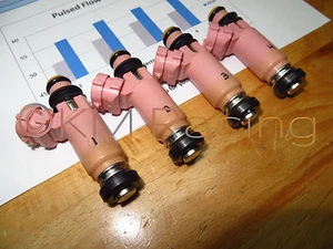 4x Subaru STI Pink 565cc Fuel Injectors: Flow Tested & Cleaned: Sold in USA - Picture 1 of 5