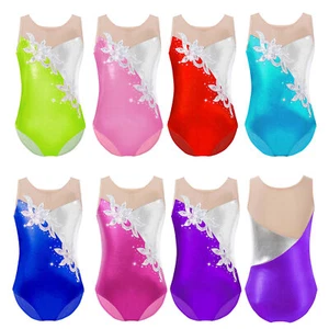 Girls Diamonds Adorned Ballet Dance Athletic Unitard Skating Leotard Bodysuit - Picture 1 of 57