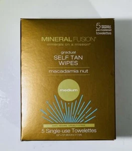 Mineral Fusion Self Tan Wipes Macadamia Nut Med 5 Individually Wrapped Towelette - Picture 1 of 3
