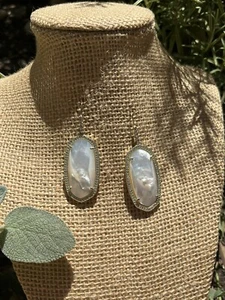 Kendra Scott Pave Luxe Elle White Mother Of Pearl Crystal Gold Earrings RARE - Picture 1 of 17