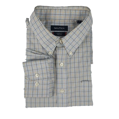 Nautica Non Iron Dress Shirt Mens 18 - 34/35 Long Sleeve Checks Classic Fit 55" - Image 1 of 4