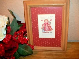 Wall Hanging Picture Give Love Gather Love Mother Child Boy Girl Oak Wood Frame - Picture 1 of 4