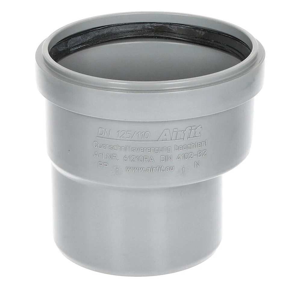 Airfit Reduzieradapter Muffe DN 125 Spitzende DN 100 exzentrisch aus PP 61210RA