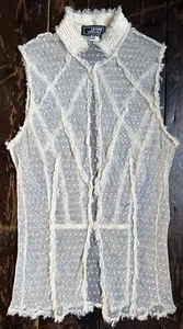 VTG 90s RARE Cream GIANNI VERSACE Sheer Sexy Keyhole Cotton Spot Blouse XS 6 - Picture 1 of 15