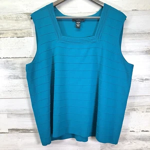 Camiseta sin mangas Cable & Gauge para mujer turquesa cuello cuadrado correa ancha talla 3X - Imagen 1 de 5