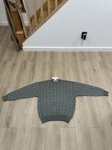 NWT Vintage Giorgio Armani Silk Linen Sweater Geometric Green Green Texture XL - Picture 1 of 13