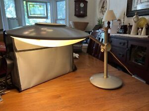 VTG MCM Table Desk UFO Lamp Dazor Model 2008 Silver Works Free Shipping