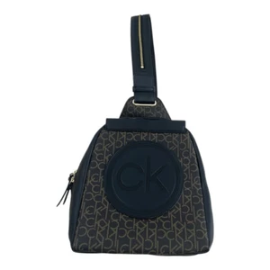 Calvin Klein Mia Backpack Brown Black Logo Women Backpacks Casual Double Zip - Picture 1 of 11